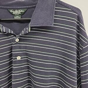 Brooks Brothers Country Club Performance Golf Polo Mens 2XL Navy Blue Stripe XXL